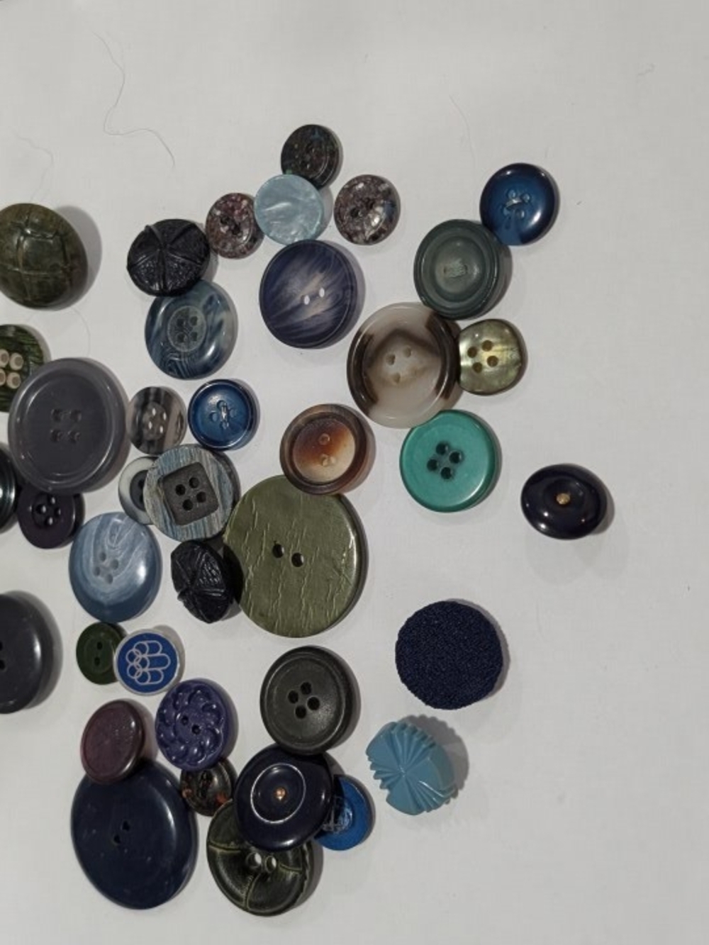 Sewing and craft buttons- Blue, Green, Gray Mix